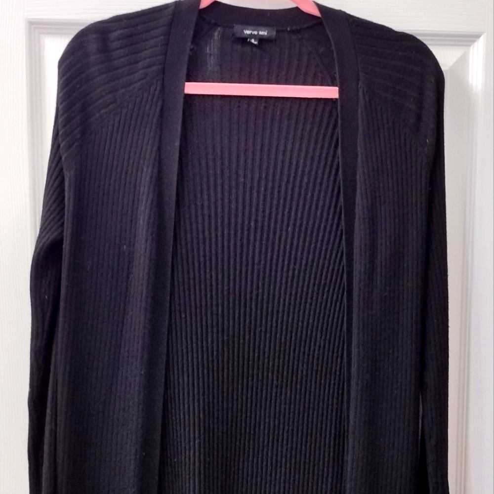 Simple black cardigan sweater